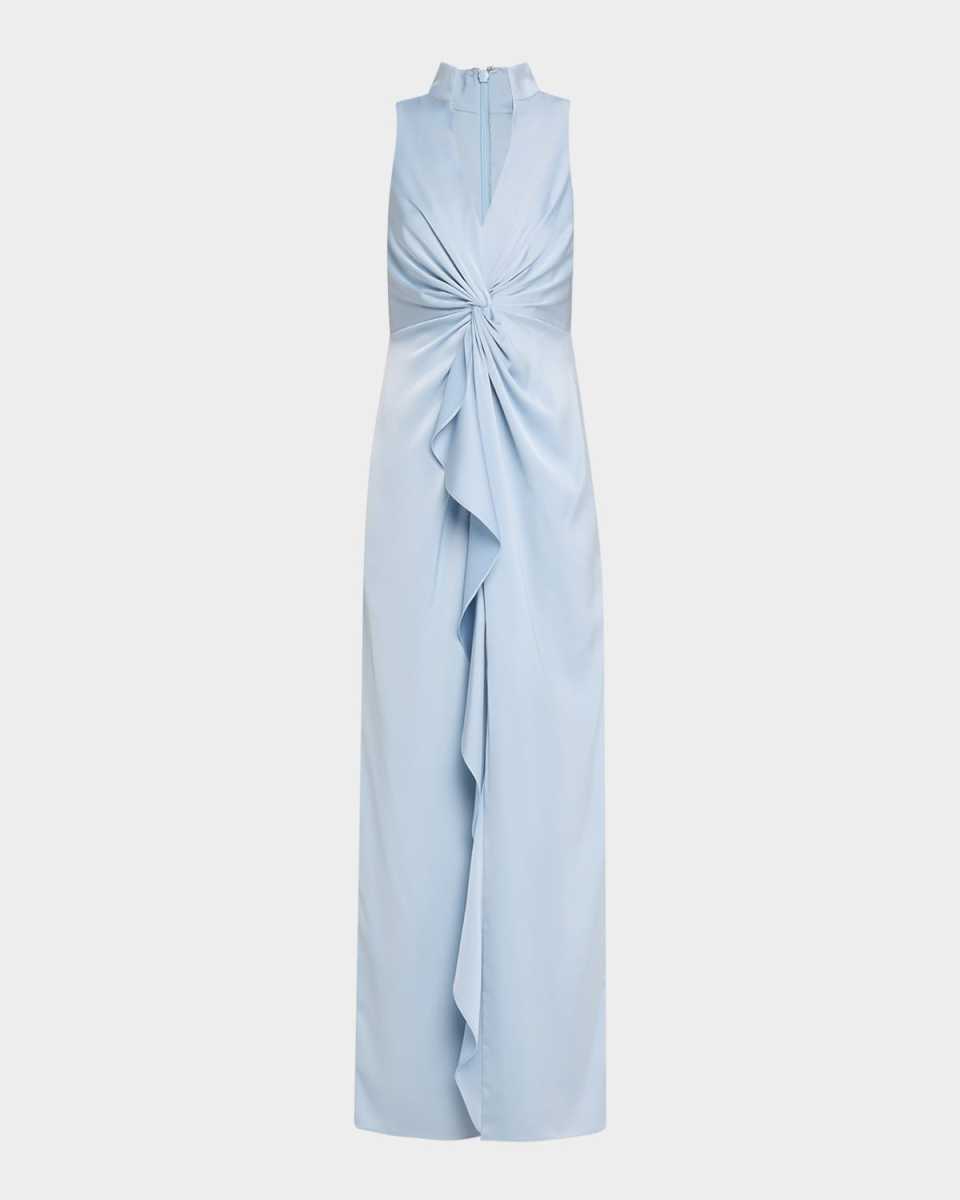 Twist-Front Crepe Back Satin Column Gown
